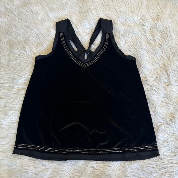 Abercrombie & Fitch Tops - Abercrombie & Fitch Velvet Beaded Tank Top V-Neck Sleeveless Racerback Blouse